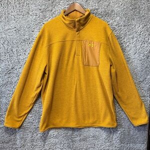 Under Armour Men’s Mustard Yellow 1/4 Quarter Button Pullover Chest Pocket XXL